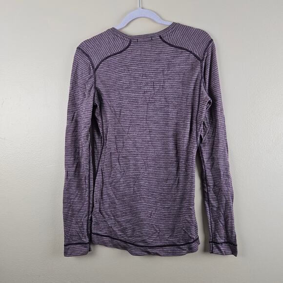 Smartwool Purple Long Sleeve Striped Thermal Top Size Large - Picture 2 of 5